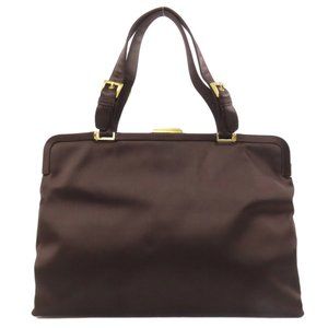 Prada brushed satin Brown Structured Tote with Gold Hardware & dust cover